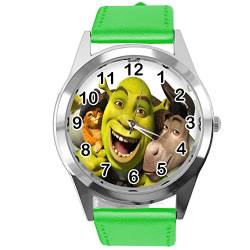 Runde Armbanduhr aus grunem Leder fur Ogre-Fans. von TAPORT