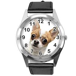 TAPORT® Beverly Hills Chihuahua Quarzuhr mit schwarzem Lederband von TAPORT