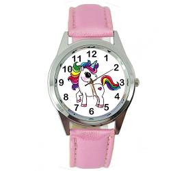 TAPORT® Damen Uhr Analog Quarzwerk mit Leder Einhorn E2 Rosa Rund von TAPORT