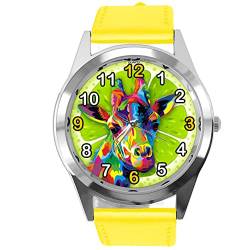 TAPORT® Quarz-Armbanduhr für Giraffen-Fans, Leder, Gelb von TAPORT