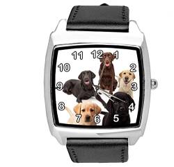 TAPORT® Quarz-Armbanduhr für Labrador-Fans, Leder, quadratisch, Schwarz von TAPORT