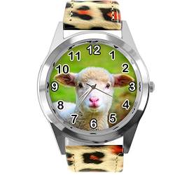 TAPORT® Quarz-Armbanduhr mit Leopardenmuster, Leder, rund, für Schaf-Fans von TAPORT