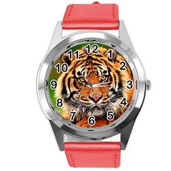 TAPORT® Runde Lederuhr für Tiger-Fans von TAPORT