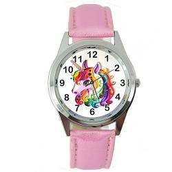 TAPORT® Uhr Analog Quarzwerk mit Leder Einhorn E1 Rosa Rund von TAPORT