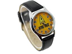 TAPORT® Unisex Uhr Analog Quarzwerk mit Leder Armband Star Trek rund schwarz von TAPORT