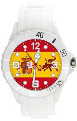 TAPORT® Weiße Silikon-Quarz-Armbanduhr für Fans von Spanien. von TAPORT