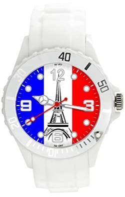 TAPORT® Weiße Silikon-Quarzuhr für Fans von Frankreich Flagge, weiß, Armband von TAPORT