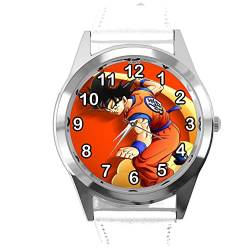 TAPORT Weiße runde Uhr aus Leder für Anime-Fighters-Fans, weiß, Klassisch von TAPORT