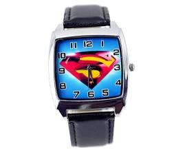 Taport® Superman Quarzuhr Heroes, schwarzes Armband aus echtem Leder von TAPORT