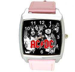 taport® ACDC Quarz Square Armbanduhr Pink Echt Leder Band + Gratis Ersatz Batterie + Gratis Geschenkverpackung von TAPORT