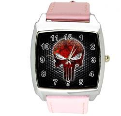 taport® Punisher Quarz Square Armbanduhr Pink Echt Leder Band + Gratis Ersatz Batterie + Gratis Geschenkverpackung von TAPORT