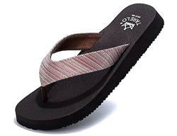 TARELO Flip Flops Damen Sommer Dick Zehentrenner Braun 36 von TARELO SINCE 1986