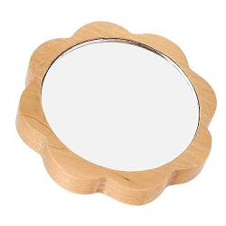 Kleiner Tragbarer Make-up-Spiegel aus Holz, Make-up-Spiegel mit Holzrahmen, Glas, Modischer Kleiner Runder Persönlicher Kosmetikspiegel für Frauen von TARSHYRY