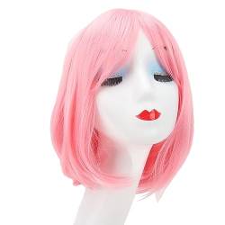 Kurze Gerade Bob-Perücke mit Pony, Kurzes Glattes Haar, Kurze Rosa Bob-Perücke, Cosplay, Tägliche Party, Flapper-Perücke für Frauen von TARSHYRY