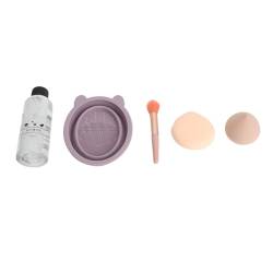 Make-up-Pinsel-Reinigungsset mit 5 Teilen: Faltbare Silikon-Reinigungsschale, Make-up-Schwamm, Puderquaste, Reinigungslösung für eine Effiziente und Schonende Reinigung, Ideal von TARSHYRY
