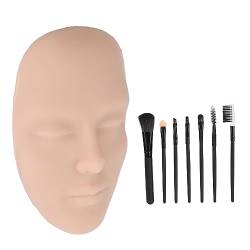 Make-up-Übungsgesicht, Silikon-Make-up-Übungsbrett, 3D-Make-up-Übungsgesichtsbrett, Wiederverwendbares Silikon-Kosmetik-Mannequin-Gesicht mit 7-teiligem Pinsel für Anfänger von TARSHYRY