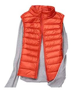 TASIEHERO Damen Winter Weste Outdoorweste Bodywarmer Steppweste Daunen Weste (Orange, 42) von TASIEHERO