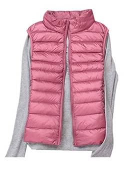 TASIEHERO Damen Winter Weste Outdoorweste Bodywarmer Steppweste Daunen Weste (Rosa, 40) von TASIEHERO