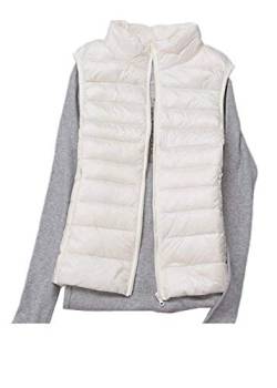 TASIEHERO Damen Winter Weste Outdoorweste Bodywarmer Steppweste Daunen Weste (Weiß, 40) von TASIEHERO