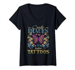 Damen Coole Frauen haben Tattoos - Frauen - Tätowiert - T-Shirt mit V-Ausschnitt von TATTOO LIEBE