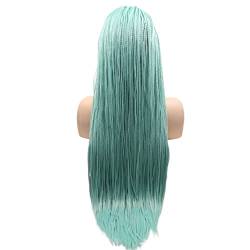 Perücke for Frauen, lange knotenlose Box-geflochtene Perücken for Frauen, Cyan, Spitze vorne, gedrehte synthetische Perücke, Cosplay-Haar, Schönheit for Party von TAYGUM