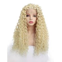 Perücke for Frauen, lange verworrene lockige Perücke for Frauen, Spitze vorne, flauschige blonde synthetische Perücke, Halloween-Kostüm, Cosplay, Haarschönheit for Party (Color : Blonde, Size : Thre von TAYGUM