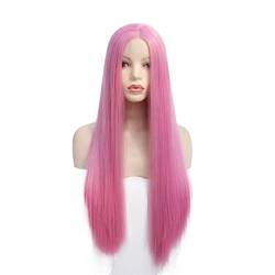 Perücke for Frauen, langes glattes Haar, Perücken for Frauen, rosa Spitze vorne, synthetische Perücke, Party, Kostüm, Cosplay, Haar, charmant for Party (Color : Rosa, Size : Three color curly 14 Inc von TAYGUM