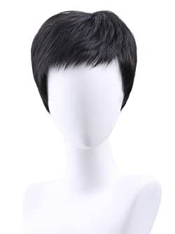 Perücken Haar for Frauen Kurze schwarze Pixie-Schnitt Flauschige natürlich aussehende Perücken for Frauen Mode for Party von TAYGUM