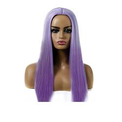 Perücken Haare for Frauen Lange glatte Haare Perücken for Frauen mit dunklen Wurzeln Mittelteil Haaransatz Party Kostüm Cosplay Perücke Schönheit for Party (Color : Purple) von TAYGUM