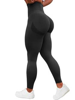 TAYOEA Damen Kompressions Sport Leggings Yoga Lange Leggings Slim Fit Fitnesshose Sporthosen Blickdicht Scrunch Butt Yogahose Nahtlos Push up Leggings Hohe Taille Übung Fitness Joggen Schwarz,L von TAYOEA