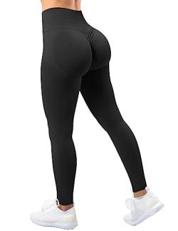 TAYOEA Damen Kompressions Sport Leggings Yoga Lange Leggings Slim Fitnesshose Sporthosen Blickdicht Scrunch Butt Yogahose Nahtlos Push up Leggings Hohe Taille Übung Fitness Joggen Scrunch Black,L von TAYOEA