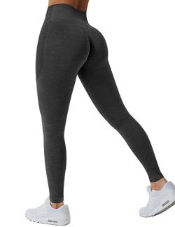 TAYOEA Damen Push up Sporthose Scrunch Butt Leggings High Waist Seamless Yogahose Fitness Nahtlos Gym Leggings Blickdicht, Grau,L von TAYOEA