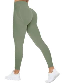 TAYOEA Damen Scruch Butt Leggings Booty Lifting Sports Gym Fitnesshosen Push up Leggings Hohe Taille ​Übung Fitness Joggen Armeegrün,XL von TAYOEA