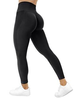 TAYOEA Damen Scruch Butt Leggings Nahtlos Sporthosen Blickdicht Gym Fitnesshosen Push up Leggings Slim Fit Yogahosen Fitness Joggen Scrunch Schwarz,XS von TAYOEA