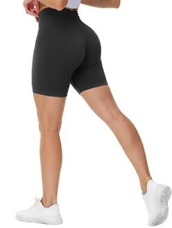 TAYOEA Kurze Leggings Damen Sporthose Seamless Shorts Hohe Taille Blickdicht Yogahose Sommer für Yoga Joggen Radfahren Fitness Schwarz,L von TAYOEA