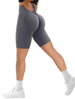 TAYOEA Radlerhose für Damen Sporthose Laufleggings Hohe Taille für Fitnessstudio Yoga Shorts Push up Po Scrunch Nahtlos Matte Kontur Smile von TAYOEA