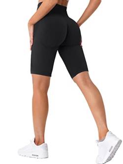 TAYOEA Radlerhose für Damen Sporthose Laufleggings Hohe Taille für Fitnessstudio Yoga Shorts Push up Po Scrunch Nahtlos Matte Kontur Smile von TAYOEA