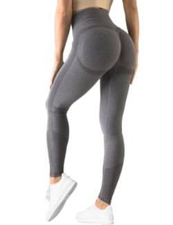 TAYOEA Sport Leggings Damen Nahtlose Scrunch Leggings Hohe Taille Fitnesshose Gym Yogahose Booty Lifting Push up Workout Blickdicht Sporthose Grau, L von TAYOEA