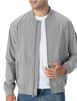 TBMPOY Herren Leichte Bomberjacken Leichte Trainingsjacken Lässige Sommer Windbreaker Outdoor Golf Mode Mantel für Männer, 10-hellgrau, M von TBMPOY