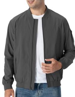 TBMPOY Herren Leichte Laufjacken Winddicht Atmungsaktiv Windbreaker für Outdoor Camping Reisen - Grau - Mittel von TBMPOY