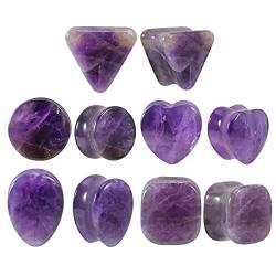 TBOSEN 10PCS Set Organic Stone Amethyst Ohrmessgeräte Plugs Tunnel Doppelt ausgestellte Sattelmessgeräte Piercing Set Tragen Geschenk 0g-5/8 in 8mm-16mm(8mm) von TBOSEN