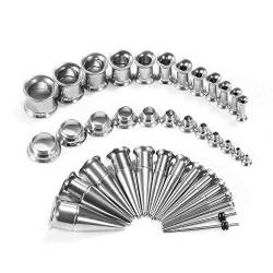 TBOSEN 36PCS Ohr Gauge Stretching Kit Edelstahl Double Flare Legierung Tapers 2 In 1 Stecker Set Öse 14G-00G von TBOSEN