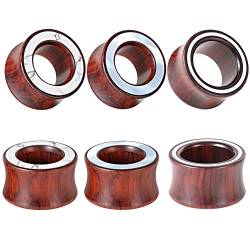 TBOSEN 3Pairs Sets Sandelholz Messgeräte Holztunnel Holz Ohrstöpsel Ohrringe Körperschmuck Stretching Tapers Expander 0g-1" in 8mm-25mm(12mm) von TBOSEN