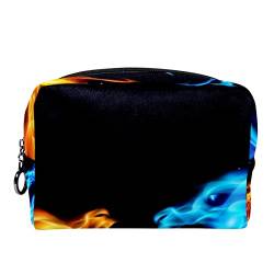 Geschenke für Männer Frauen Make-up Taschen Kulturbeutel Kleine KosmetiktaschenDrache Kunst Blaue orange Flamme von TBOUOBT