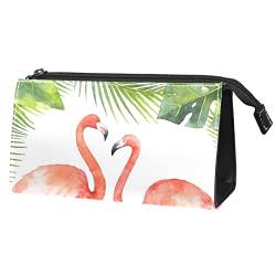 Kosmetiktasche für Frauen, Make-up-Taschen, geräumige Kulturtasche, ReisegeschenkFlamingo tropischen Palmblättern Sommer von TBOUOBT