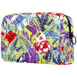 Kosmetiktasche für Frauen, Make-up-Taschen, geräumige Kulturtasche, ReisegeschenkHawaii tropischer Blumen Palmblatt Sommer von TBOUOBT