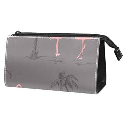 Kosmetiktasche für Frauen, Make-up-Taschen, geräumige Kulturtasche, ReisegeschenkKokosnuss Palmen Flamingo tropischer Sommer Strand von TBOUOBT