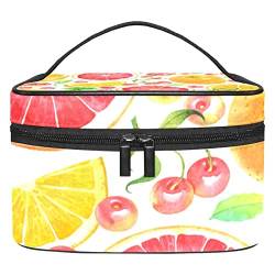 Kosmetiktaschen Make-up-Taschen für Frauen, kleine Make-up-Taschen ReisetaschenGrapefruit Orangen Kirschen Frucht von TBOUOBT
