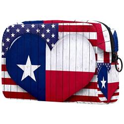 Kosmetische Reisetaschen, Make-up-Koffer, Make-up-Tasche für ToilettenartikelHerz der amerikanischen Flagge von TBOUOBT