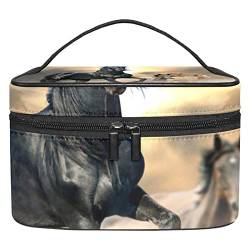 Kosmetische Reisetaschen, Make-up-Koffer, Make-up-Tasche für ToilettenartikelKunstmalerei Tier laufendes Pferd von TBOUOBT